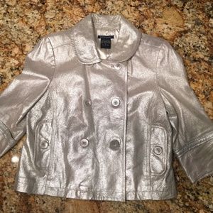 Silver Leather Jacket Boston Proper size S (6-8)